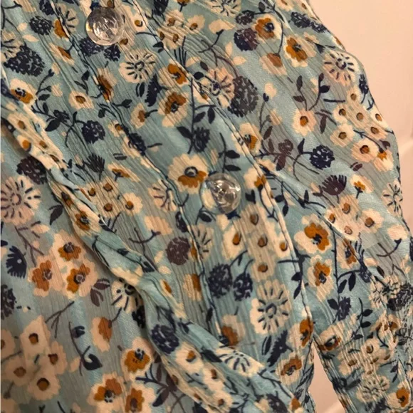 Anna Sui Floral Sleeveless Blouse - Teal and Orange - Picture 4 of 7